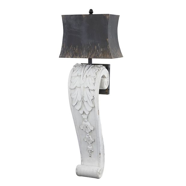 Scroll Wall Sconce With Metal Shade | Antique Farmhouse