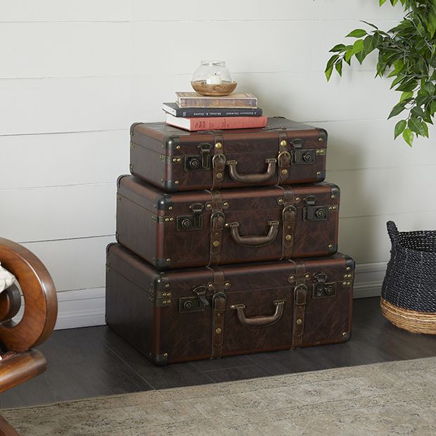 Stacking Decorative Suitcase Set of 3 | Antique Farmhouse