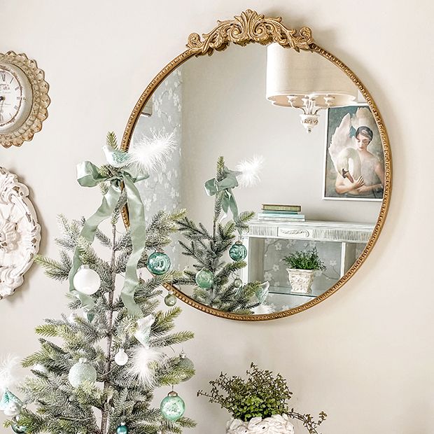 Baroque Inspired Style Gold Mirror 30 Inch | Antique Farmhouse