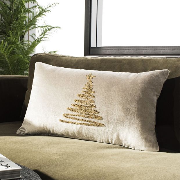 Tinsel Tree Modern Christmas Lumbar Pillow | Antique Farmhouse