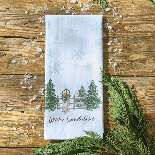 Winter Wonderland Cabin Dish Towel Set of 2 | Antique Farmhouse