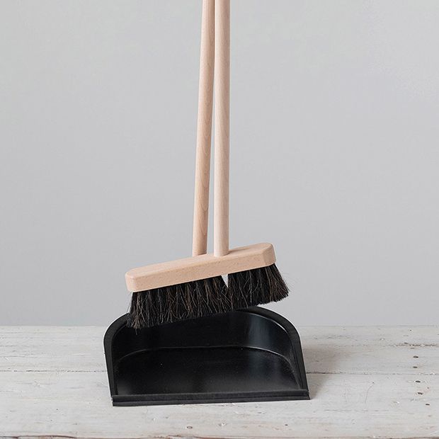 Wood Broom With Metal Dust Pan | Antique Farmhouse