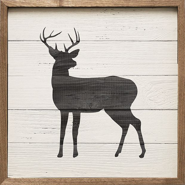 Woodland Deer Framed Wall Art Antique Farmhouse