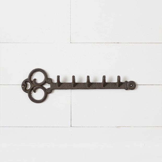 Wrought Iron Key Shaped Wall Hook Rack | Antique Farmhouse