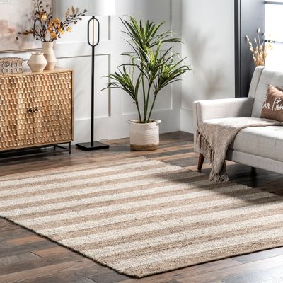 Flatweave Striped Jute Area Rug