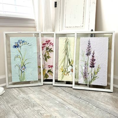 Textured Paper Spring Floral Print Set of 4