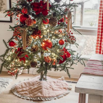 Ticking Stripe Farmhouse Tree Skirt