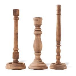Wood Taper Candle Holders Set of 3 | Antique Farmhouse