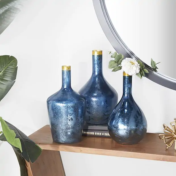 Coastal Living Glass Bottle Vase Set of 3 Antique Farmhouse