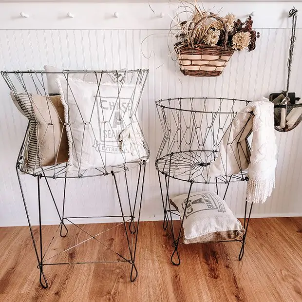 Collapsible Wire Basket Stand | Antique Farmhouse